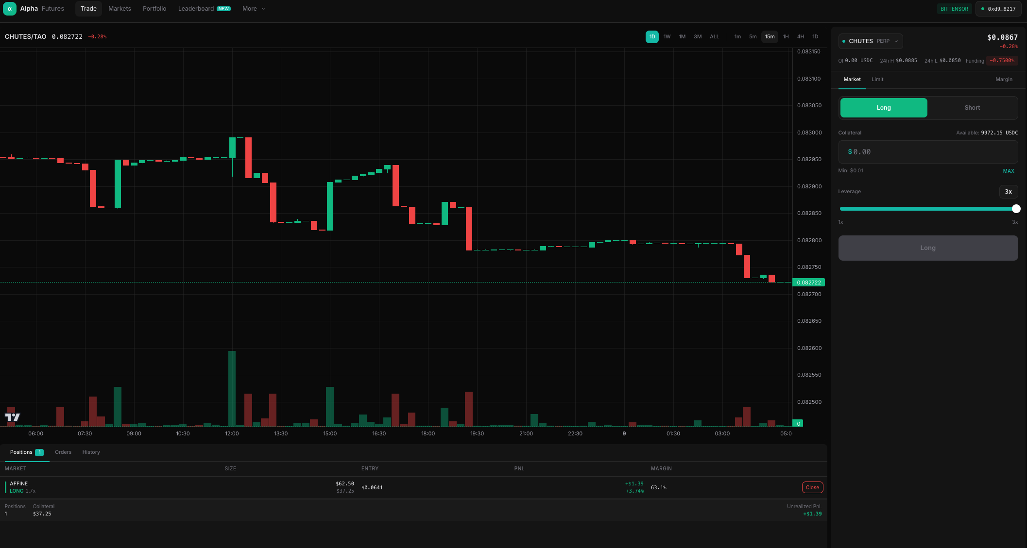 MegaTAO Trading Interface